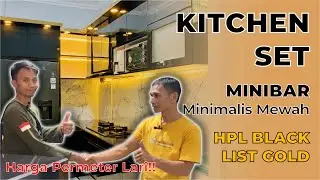 Kitchen Set Minibar Minimalis Hitam Mewah‼️Harga Kitchen Set Per Meter Lari??