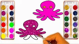 #Glitter Octopus Coloring Pages!Learn Colors Madmattr Octopus!Kinetic Sand VS Sticky Play Foam#