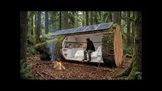 Building a house in the forest (ASMR) - This man built a mini house inside a tree trunk by himself