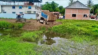 Best New ProjectAction Skills Bulldozer Working Pushing Dirt Repair Riverside And Truck Dumping Dirt