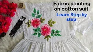 Fabric painting on Cotton suit 🎨🖌️ @ArtCraftByShebi #painting #art #fabricpainting