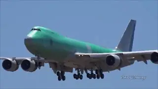 1st Flight Boeing 747-8F SilkWay Cargo Missed Approach & Rare Footage KPAE - KMWH