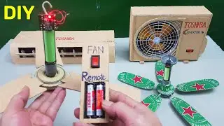 Homemade ceiling fan and air conditioner made of cardboard with remote control