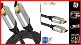 GE 4K HDMI Cable, 8 ft. Premium HDMI 2.0 High Speed 18 Gbps with Ethernet, 4K 60Hz, 1440p 1080p