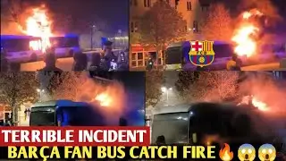 🔵Tragedy Strikes: Barcelona Supporters' Bus Catches Fire Near Club Brugge.