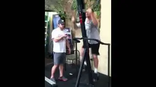 MMA fighter Evan Dunham training on VersaClimber