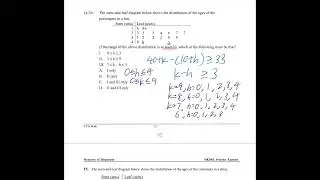 HKDSE Math 2014 Q30 Paper2 Measure of Dispersion 離差 Type III: Stem & Leaf  (堂上直播精華)