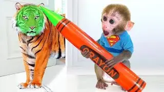 Baby Monkey Bon Bon Painting a Cute Tiger Face|Nursery Rhymes |Bobby Kids Songs  #animalshome