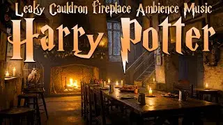 Leaky Cauldron Fireplace Ambience🔥Candlelit Wizarding Tavern | Harry Potter Music
