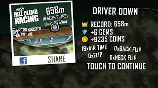 Hill Climb Racing 1.67.0 (120 fps): Family Car + Alien Planet 658m (full run)