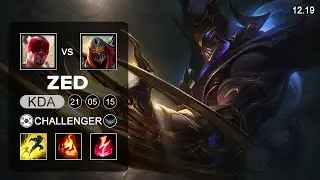 Zed vs Lee Sin Mid - KR Challenger - Patch 12.19 Season 12
