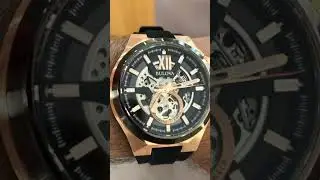 Bulova Men's Classic Automatic Rose Gold Black Strap Watch | 98A177 | 46 mm | #shorts #bulova #watch