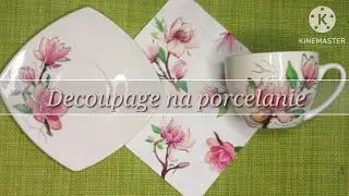 DECOUPAGE NA PORCELANIE,talerzyk i filiżanka