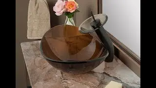 Oval Brown Glass Vessel Sink - TIS-324T