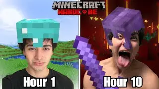I Survived 10 HOURS in HARDCORE Minecraft... This was Painful