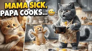 Mama Cat Sick! Papa Cat's Porridge Cooking Disaster