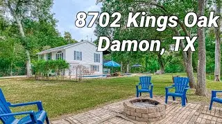 8702 Kings Oak, Damon, TX 3.5 Acres, Pond, Pool, 1,920 Sq Ft