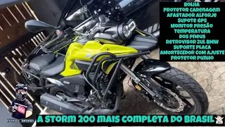 Como ficou minha storm 200 com protetor de carenagem e novos acessórios #motoboy #fy #storm  #fyp 