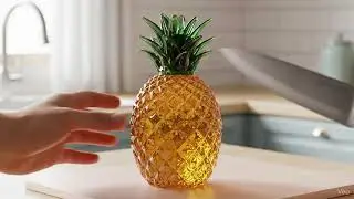 AI Glass Pineapple Cutting Fail ASMR | Oops&hellip; Crystal Didn&rsquo;t Slice