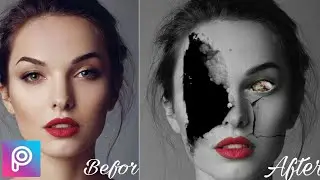 Picsart |how to make a zombie effect /how to make a crack face