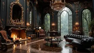 Cozy Jazz Cabin Ambiance ~ Rainy Day Jazz Music & Fireplace Sounds