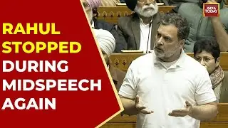 High Drama In Parliament: Rahul Stopped Midspeech Again; 8 MPs Suspended For Throwing Paper At Chair