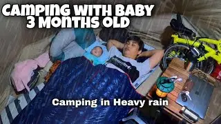 Camping keluarga bersama bayi 3 bulan saat hujan deras masak sop asparagus | family camping