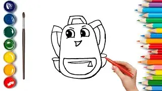 How To Draw Cute School Bag Drawing, Painting & Coloring For Kids and Toddlers_🌈🎨