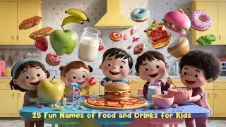 25 Fun Names of Food and Drinks in English - for Kids | Food Vocabulary | Kidslore TV