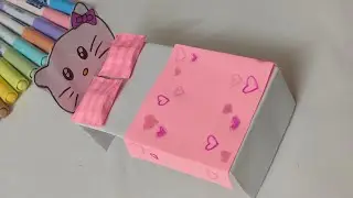 Cute and easy origami paper bed| miniature paper bed at home | diy paper craft