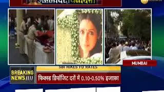 Body of Sridevi brought to Vile Parle Seva Samaj Crematorium; fully decorated with white flowers