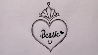 Heart drawing with crown || Best friend drawing with a cute heart