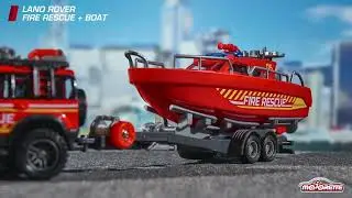 Majorette Fire Rescue Land Rover with Boat Model Car