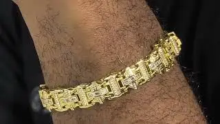 Ferrari Custom Link Bracelet Iced Baguette CZ Stones - 14k Gold Vermeil 925 Silver - 12mm - 7
