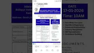 TATA MOTORS JAMSHEDPUR| JHARKHAND| ITI PASS JOBS| APPRENTICE| 17.01.2026
