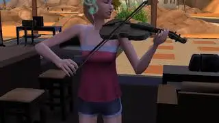 My sim playing violin! First video!