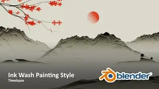 Blender Ink Wash Painting Style Scene Timelapse