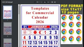 Calendar Templates 2026 | Commercial Calendar Templates 2026 | 11x17 12 pages
