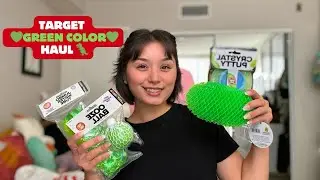🎯Target Green Themed Asmr Haul | Morph Worm🐛 , Ooze Ball 🐸, Jumbo Water Tube🐉, Crystal Putty 💚