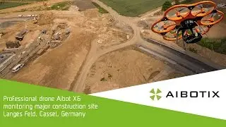 Professional drone Aibot X6 monitoring major construction site Langes Feld, Cassel, Germany