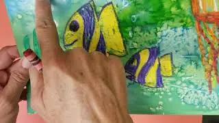 Crayon and watercolor resist-Under the sea