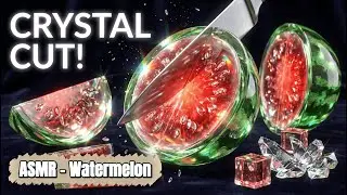 Cutting crystal clear watermelon shaped glass fruit -🍉✨ No Talking #asmr #asmrsounds #notalking