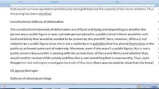 Pass the CA (California) Bar Exam - How to write the July 2001- tort - defamation, mali abuse pr