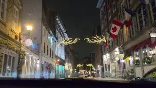 Montr&eacute;al Old Town - Christmas Lights 🎄 A Historical  Must Visit  place - 4k View 