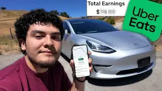 First Day Of UBER EATS In My USED TESLA!