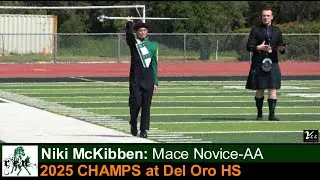 Niki McKibben, Rodriguez HS, L-Pattern Mace Novice-AA at NCBA CHAMPS 2025 at Del Oro HS