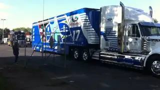 NASCAR Haulers leaving for hauler parade in Indy 2014. July 24th, 2014