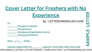 Fresher Cover Letter &ndash; Sample Cover Letter for Freshers with No Experience