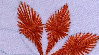  Easy & Relaxing Hand Embroidery Leaf Design | No Music | ASMR Stitching