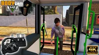 ⁴ᴷ⁶⁰ GTA 5: Day 4 - Working as a Bus Driver | Steering Wheel | Immersive First-Person
